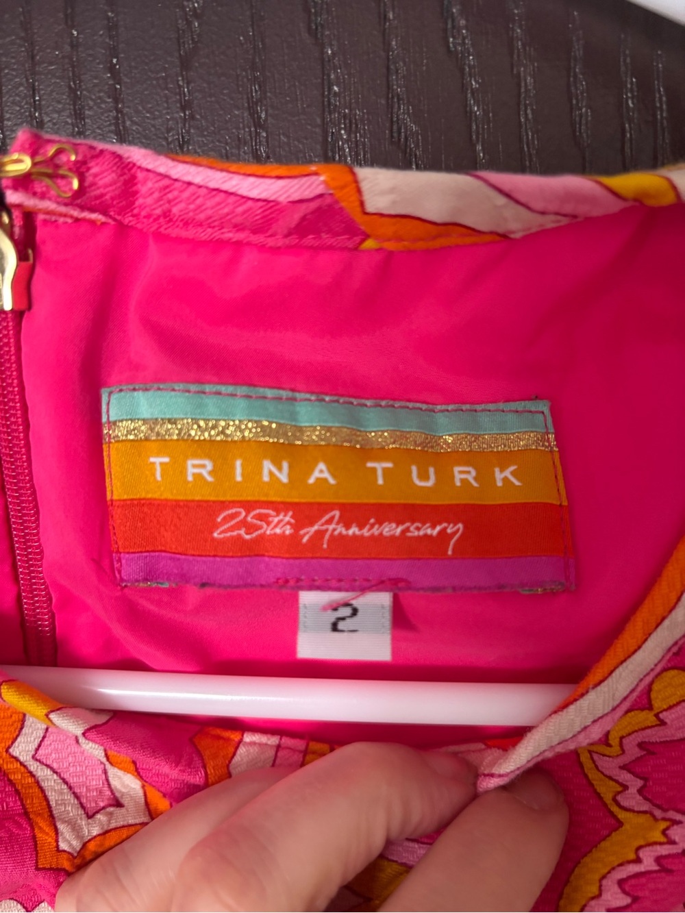Trina Turk Pink and Orange Floral Shift Dress - Picture 3 of 3